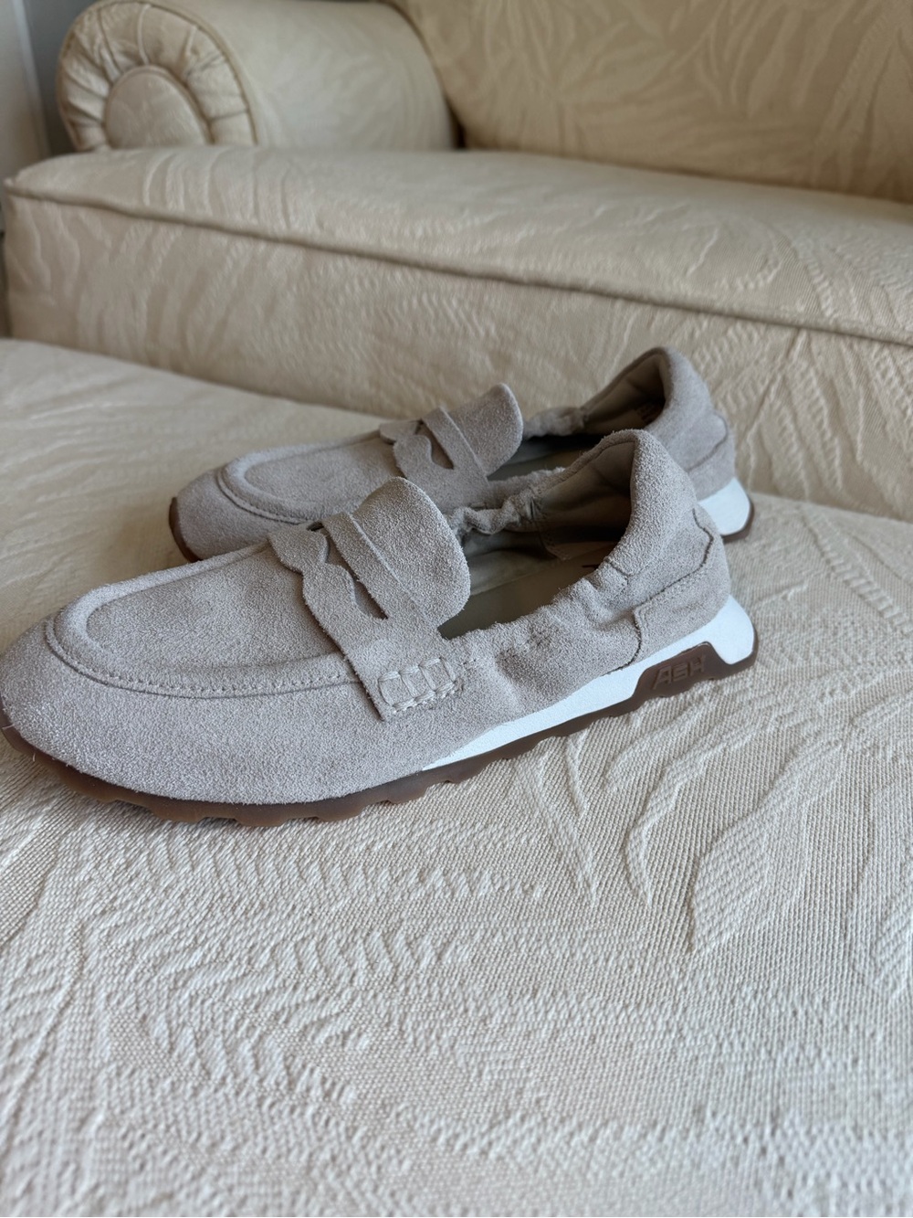ASH Women's Suede Slip-On Loafers in Light Taupe